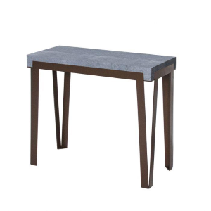 RIO extensible console table concrete top with rust-colored  frame l90