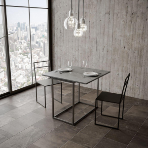 NORDICA LIBRA Extendable console table concrete anthracite frame