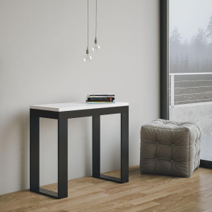 Table console extensible TECNO EVOLUTION frêne blanc structure anthracite