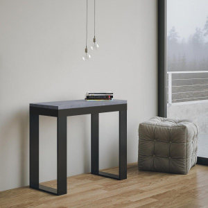 Extensible console table TECNO EVOLUTION concrete top  anthracite frame