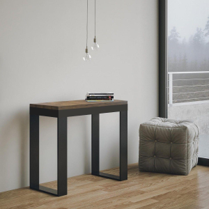 Extendable console table TECNO EVOLUTION walnut top with anthracite frame