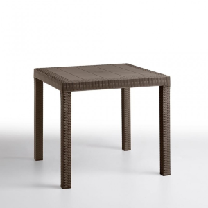 80x80cm square DALLAS table in simil rattan moka