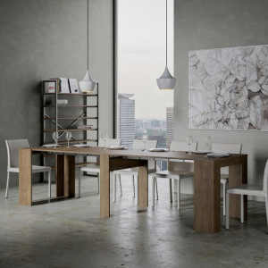 Tavolo Consolle Allungabile VENUS allungabile fino a 296 cm NOCE allunghe interne