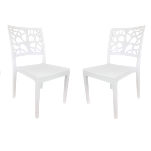 Stapelbarer Stuhl aus Polypropylen für drinnen und draußen TETI weiß Set 2