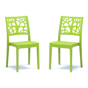 Stapelbarer Stuhl aus Polypropylen für drinnen und draußen TETI grün Set 2