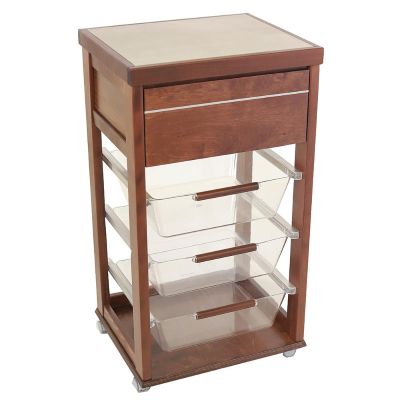 Walnut wooden trolley with polycarbonate fruit baskets LANDHELL