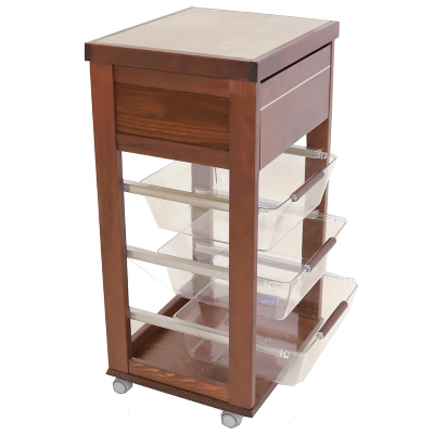 Walnut wooden trolley with polycarbonate fruit baskets LANDHELL