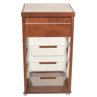 Walnut wooden trolley with polycarbonate fruit baskets LANDHELL