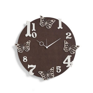 Runde Wanduhr aus Schichtholz D50 RSN - Schmetterlinge