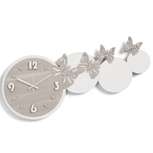Reloj de pared moderno de madera laminada 80x40 BRC - MARIPOSAS 2