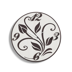 Moderne runde Uhr D50 Blume aus RSN-Schichtholz