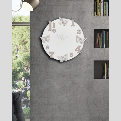 Horloge murale ronde en bois laminé D50 BRC - Papillons