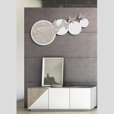 Orologio da parete legno laminato moderno 80x40 BRC - FARFALLE 2