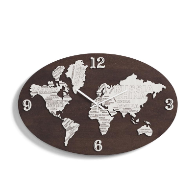 Wanduhr 70x45 cm Planisphäre aus RSN-Schichtholz