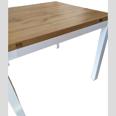 Modern kitchen table 90x90 white metal legs