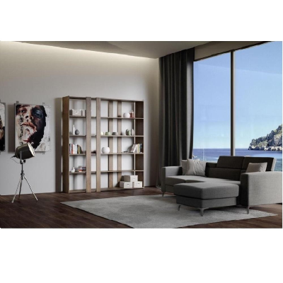 Bookcase 178x204h cm in walnut wood with 6 shelves - KATO A