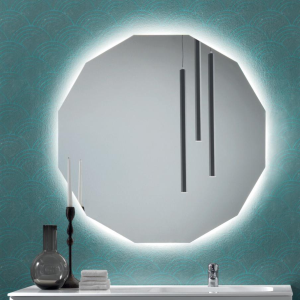 002542 - Specchio bagno con pensile e lampada LED ONDA 100 Quercia Naturale  