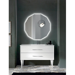 Modern free-standing bathroom cabinet with 120 CLASSIC base with 2 drawers and MATT WHITE washbasin