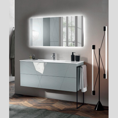 CRIZIA modern suspended bathroom cabinet 120 base with sink, MATT GREY