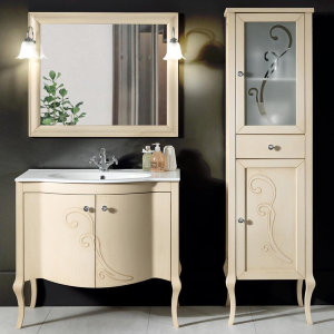 MARTINA classic style bathroom cabinet with two doors and ivory washbasin