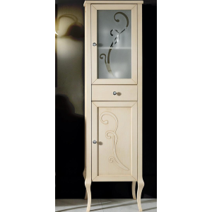 Bodenstehende Badezimmersäule MARTINA im klassischen Stil mit 2 Türen und 1 Schublade Elfenbein