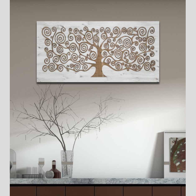 Quadro albero della vita Klimt 60x120 cm figura intagliata