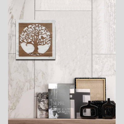 Wooden picture 60x60 cm Tree carved figure on fabric base