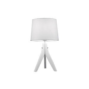 Tischlampe D23 E14 aus Holz und weißer Lampenschirm MIMI Piccolo