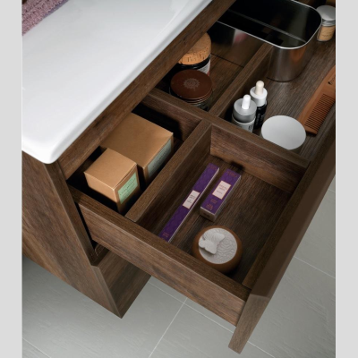 BORA Modern suspended bathroom cabinet base 100 with 2 drawers and washbasin, TEK