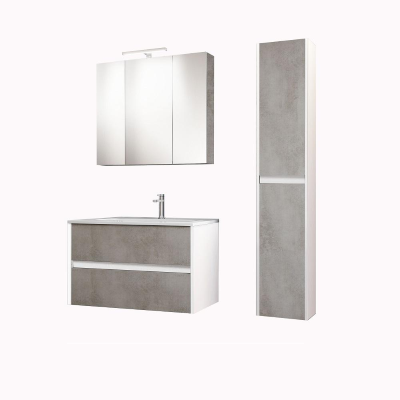 Suspended modern bathroom cabinet 81 cm base ,with 2 drawers, with sink,Light Cement 