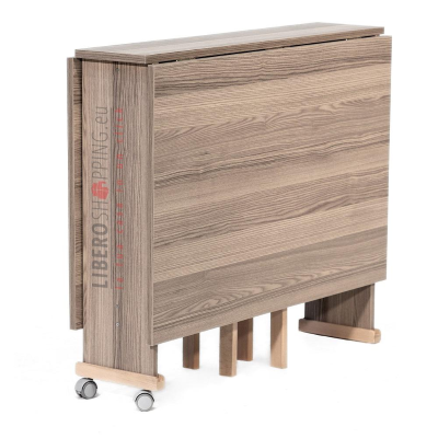 Mesa plegable de madera de formica con ruedas 140x90 GIORGIA Alerce Gris