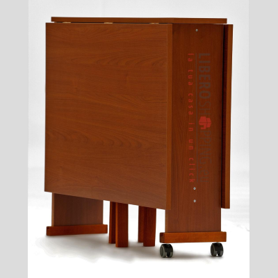 Mesa plegable de madera de formica con ruedas 140x90 GIORGIA Nogal