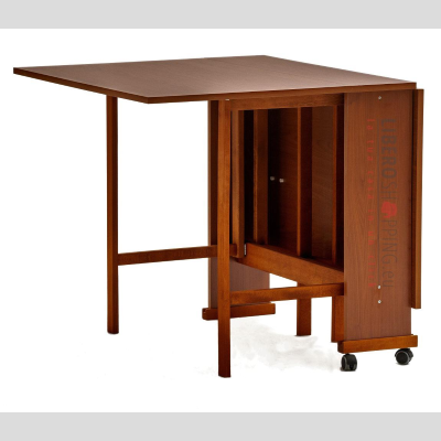 Mesa plegable de madera de formica con ruedas 140x90 GIORGIA Nogal
