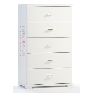 Chest of 5 wooden drawers 53x91h cm White Ash