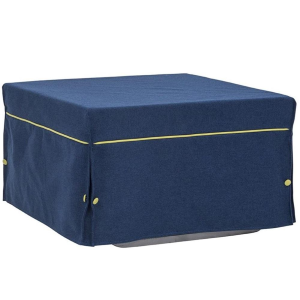 Pouf letto brandina pieghevole 80x80 cm BIN con tessuto Blu