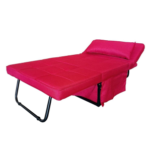Pouf armchair convertible into a BURGUNDY fabric bed