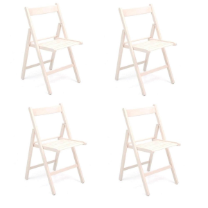 Set 4 folding chairs in white colored luxury wood