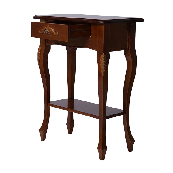 Console FIORENZA 70 en bois avec tiroir et structure en peuplier NOYER