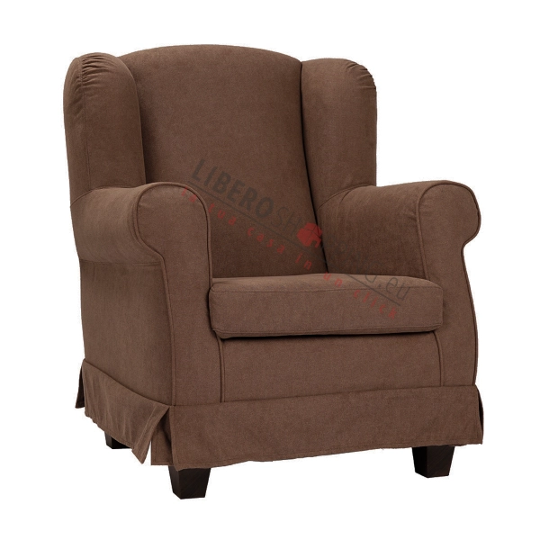 BERGERE padded armchair in removable brown fabric
