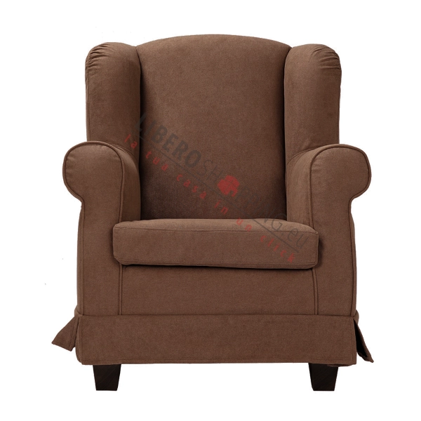 BERGERE padded armchair in removable brown fabric