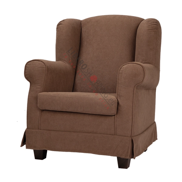 BERGERE padded armchair in removable brown fabric