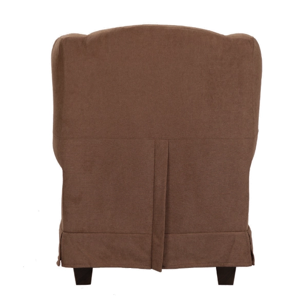 Armchair upholstered in removable fabric BERGERE BROWN with pouf