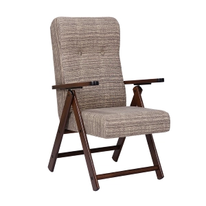 Reclining wooden armchair in dove gray fabric L - Molisana