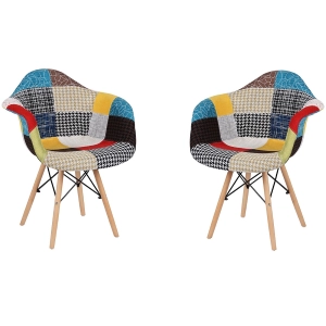 Sedia poltroncina PATCHWORK con gambe in faggio SET 2 PEZZI