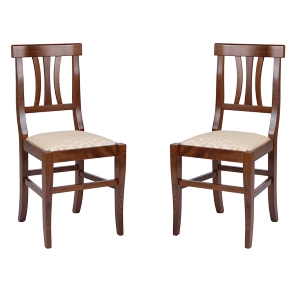 SET 2 PZ LAURA Stuhl aus Massivholz mit gepolsterter Sitzfläche in Nussbaumoptik