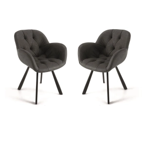 Wohnzimmerstuhl aus anthrazitfarbenem Kunstleder mit Metallbeinen CELIA Set 2 Stück