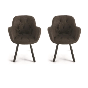 Wohnzimmerstuhl aus braunem Kunstleder mit Metallbeinen CELIA Set 2 Stück