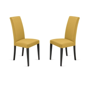 Yellow fabric chair with wooden legs DENVER 2 chairs