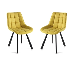 Küchenstuhl aus gelbem Stoff Metallbeine FRIEDIC Set 2 Stück