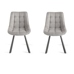 Küchenstuhl aus hellgrauem Stoff mit Metallbeinen FRIEDIC Set 2 Stück